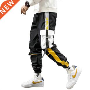 Streetwear Men Black Joggers Pants 2021 Mens Big Pockets Rib