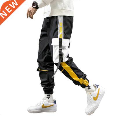 Streetwear Men Black Joggers Pants 2021 Mens Big Pockets Rib