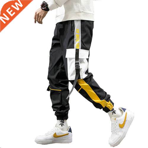 Streetwear Men Black Joggers Pants 2022 Mens Big Pockets Rib