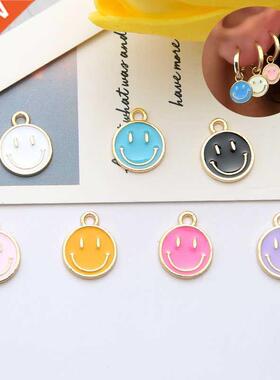 30Pcs/Lot 11x14mm Mini Enamel Smiley Charm Cute Happy Smile