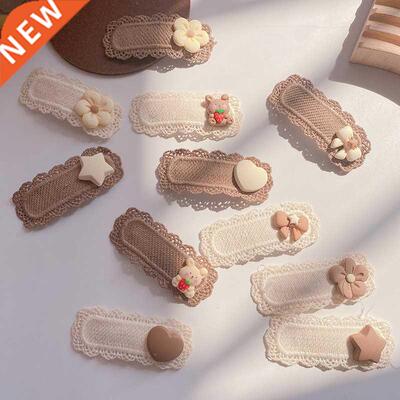 2pcs Children Hair Clips Lace Bear Bows Girls Headbands Wome