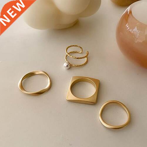 4 Pieces/set Gold Finger Rings Jewelry Women Simple Design