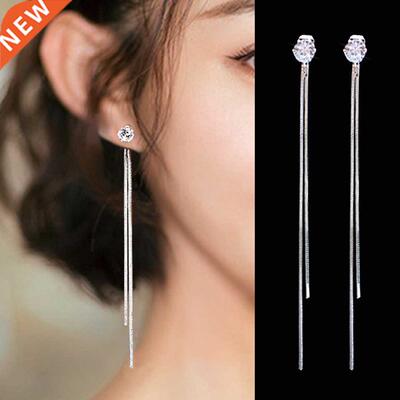 2020 New Gold Color Long Crystal Tassel Dangle Earrings for