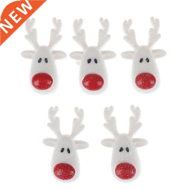 5pcs 18x30mm Christmas White Reindeer Resin Flatback Cab