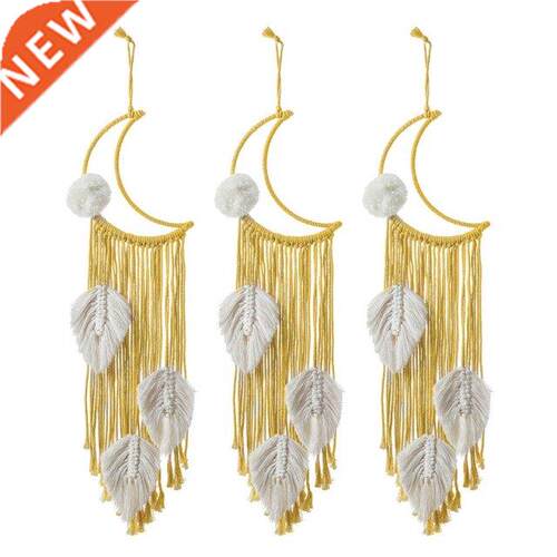 3 Pack Boho Moon Macrame Wall Hanging Leaves Woven Tapestry