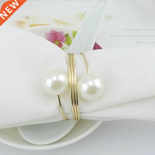 12pcs Imitation Pearls Napkin Rings Wedding Party Holiday Di