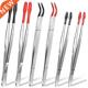 Coated Steel Tweezers Stainless Tips 6Pcs