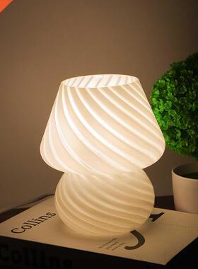 Striped Glass Mushroom Table Lamp Household Bedroom Bedside