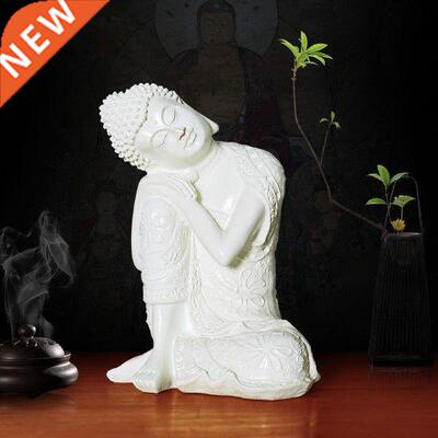 White Resin Napping Indian Buda Statue Home Decor