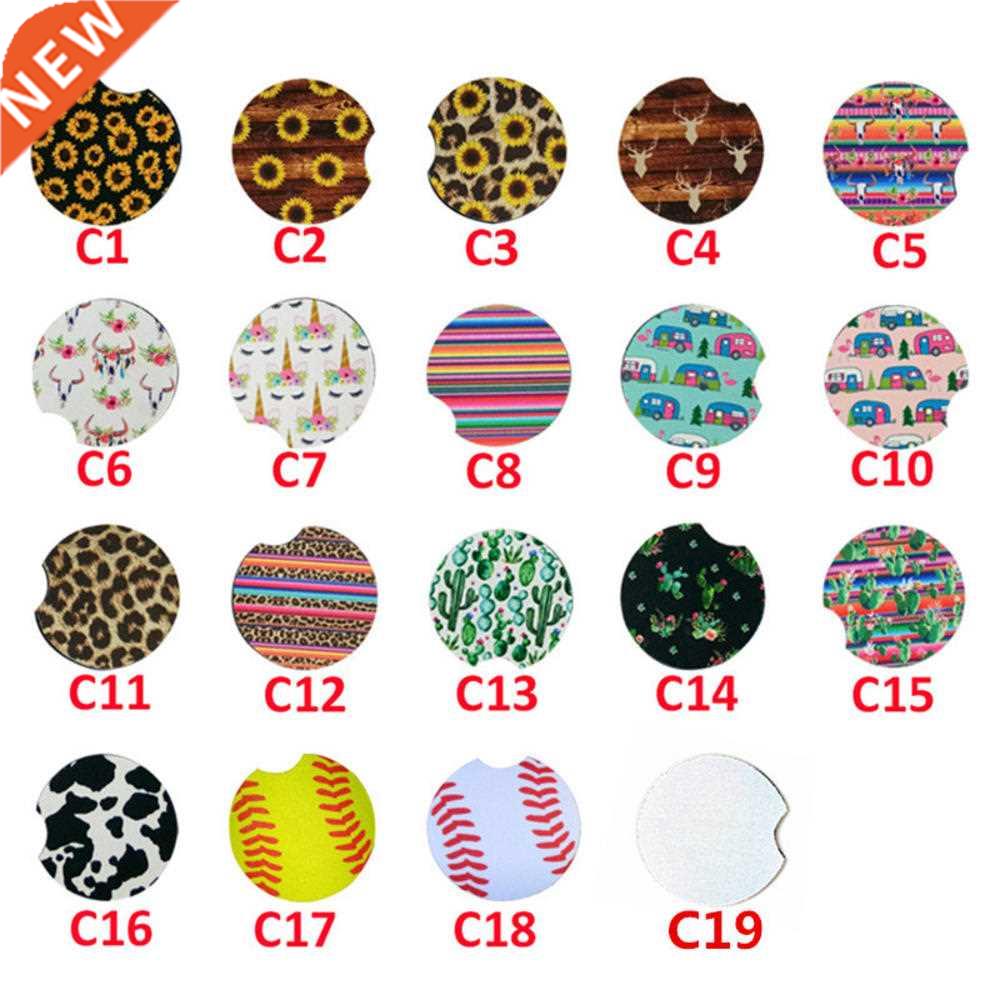 1PC Neoprene Car Cup Mat Contrast Mug Coaster Flower Teacup