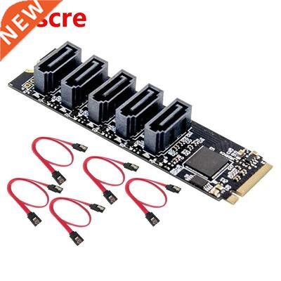 M2 to SATA3 Expansion Card M.2 NVME to 5-Port SATA3.0 Solid-