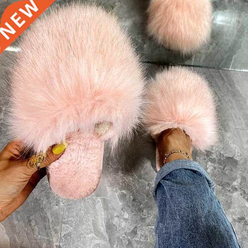 2022 Winter Home Shoes Women House Slippers Warm Faux Fur La