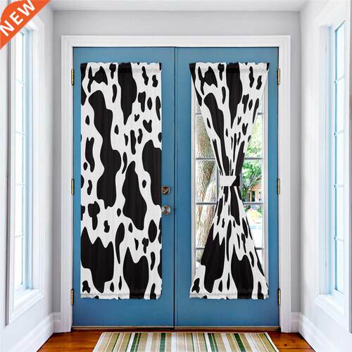 Black And White Cow Pattern Irregular Door Curtains for