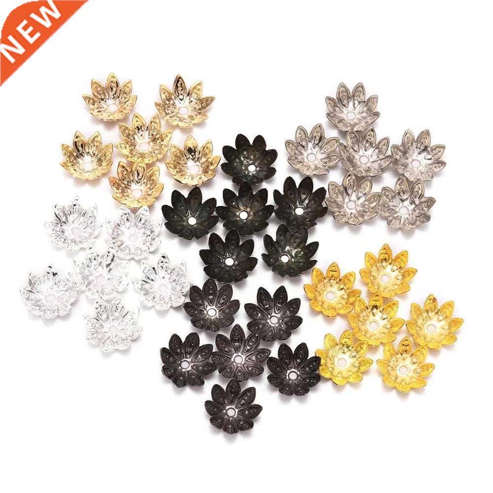 100pcs/Lot 8 10 mm Lotus Flower Metal Loose Spacer Bead Cap