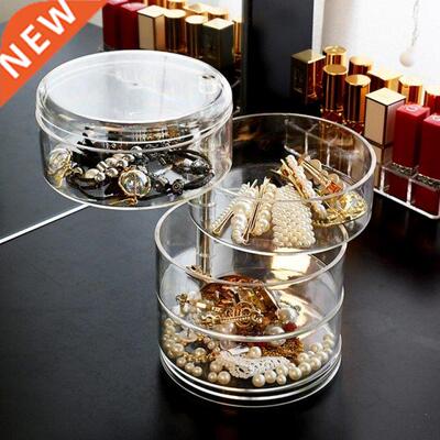 Transparent 360 Degrees Rotary Multilayer Jewelry Storage Bo