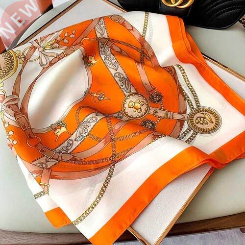 Silk Square Scarf Women Satin Bandana Print Bag Scarves Head