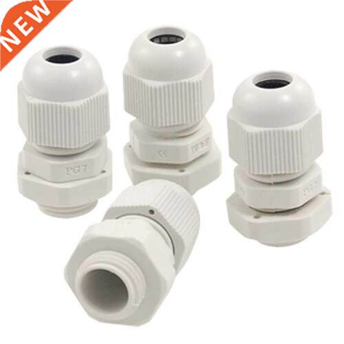 4 Pcs 3-6.5mm Cables PG7 Waterproof White Plastic Glands Con