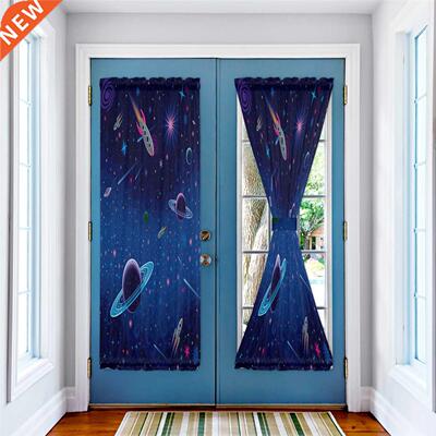 Outer Spce Rocket Plnet Window Curtin for Living Room