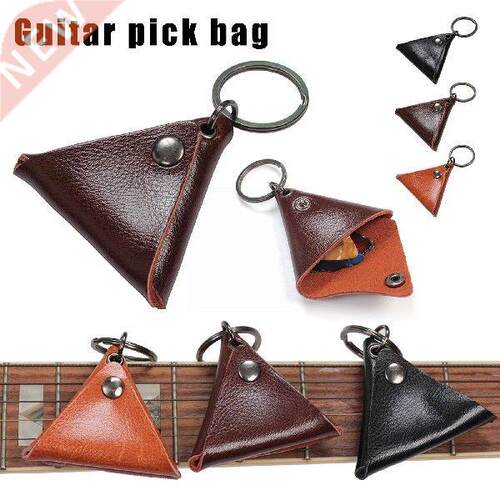 Trangle Shape Guitar Pick Holder Case Soft Leather Bag