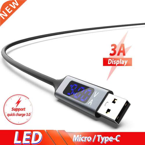 LED Digital Display Micro Usb Type C Cable Fast Charge Char