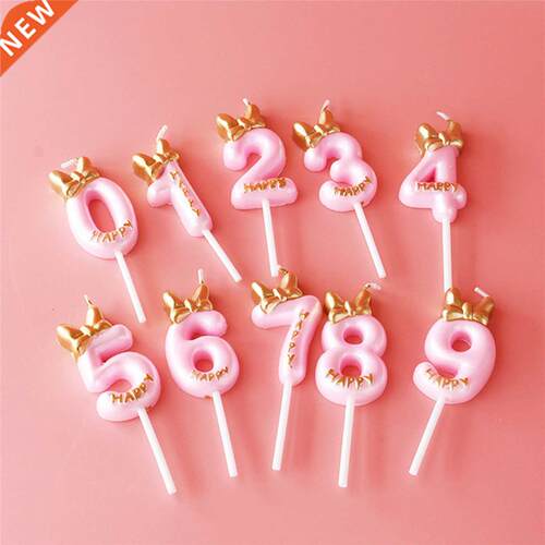 Birthday Candles Numeral Candles with Bowknot/Hat, Happy