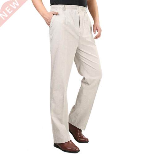 Men High Waist Deep Crotch Breathable Elastic Waist Straight