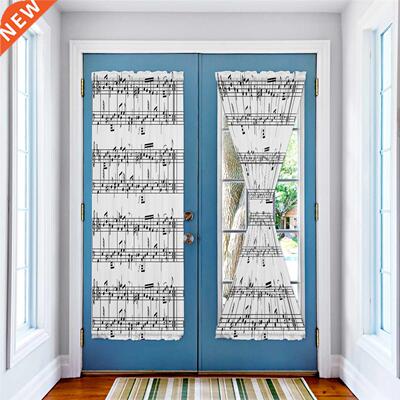 Tab Music Note Black White Window Curtain for Living Room
