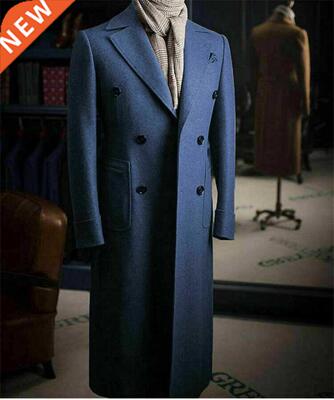 Blue Woolen Men Overcoat Mens Suit One Piece Men Suit Costu