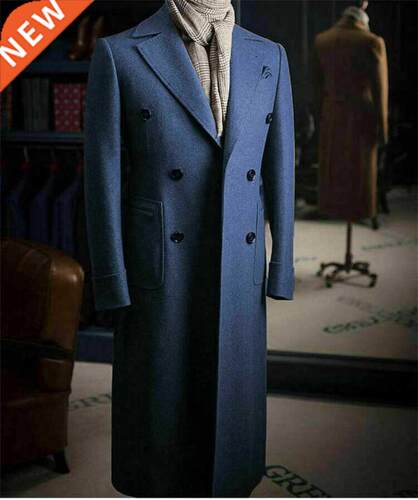 Blue Woolen Men Overcoat Mens Suit One Piece Men Suit Costu