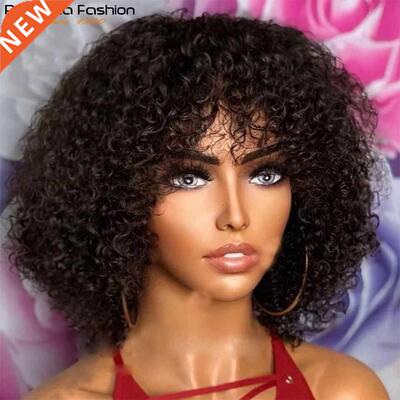 Jerry Curly Short Pixie Bob Cut Human Hair Wigs With Bangs N