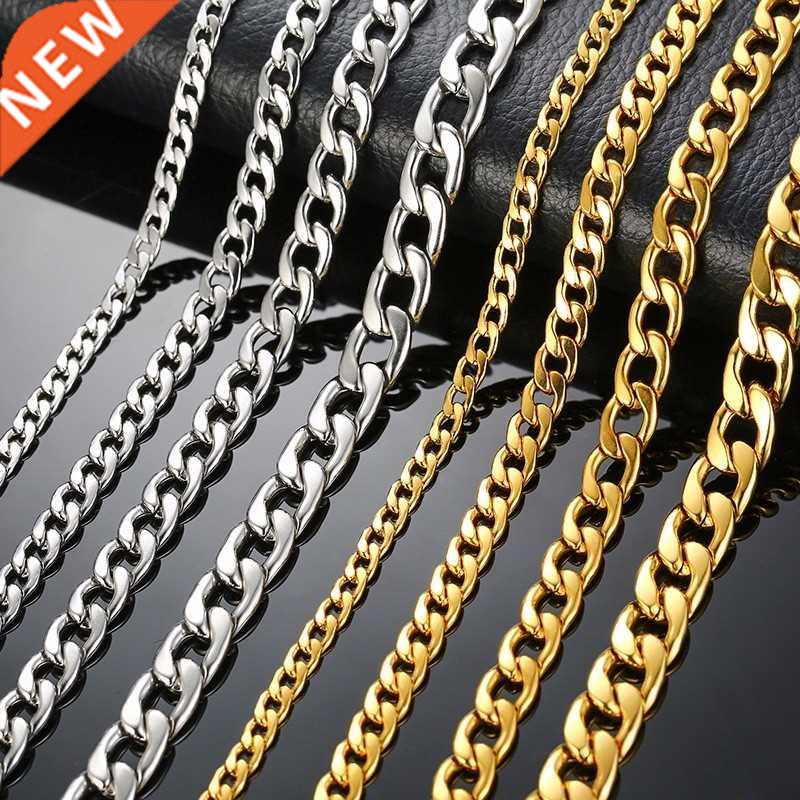 Solid Necklace Curb Chains Link Men Choker Stainless Steel M