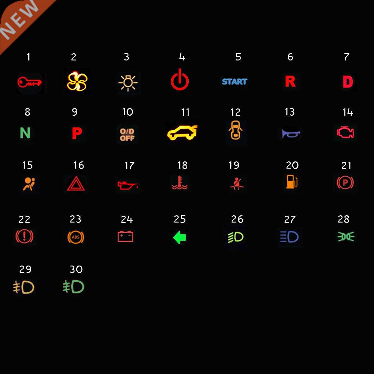 10mm Pre-wried Metal Symbol LED Dash Panel Warning Indicator