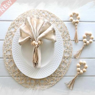 4Pcs New Handmade Natural Wooden ead Napkin Rings Holder
