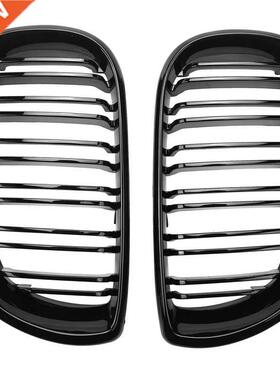 2Pcs Car Style Gloss Black Front Kidney Double Slat Grill Gr