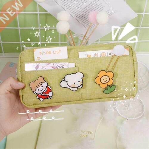 Premium Canvas Pencil Case Large Zippered Pocket Portable Ma