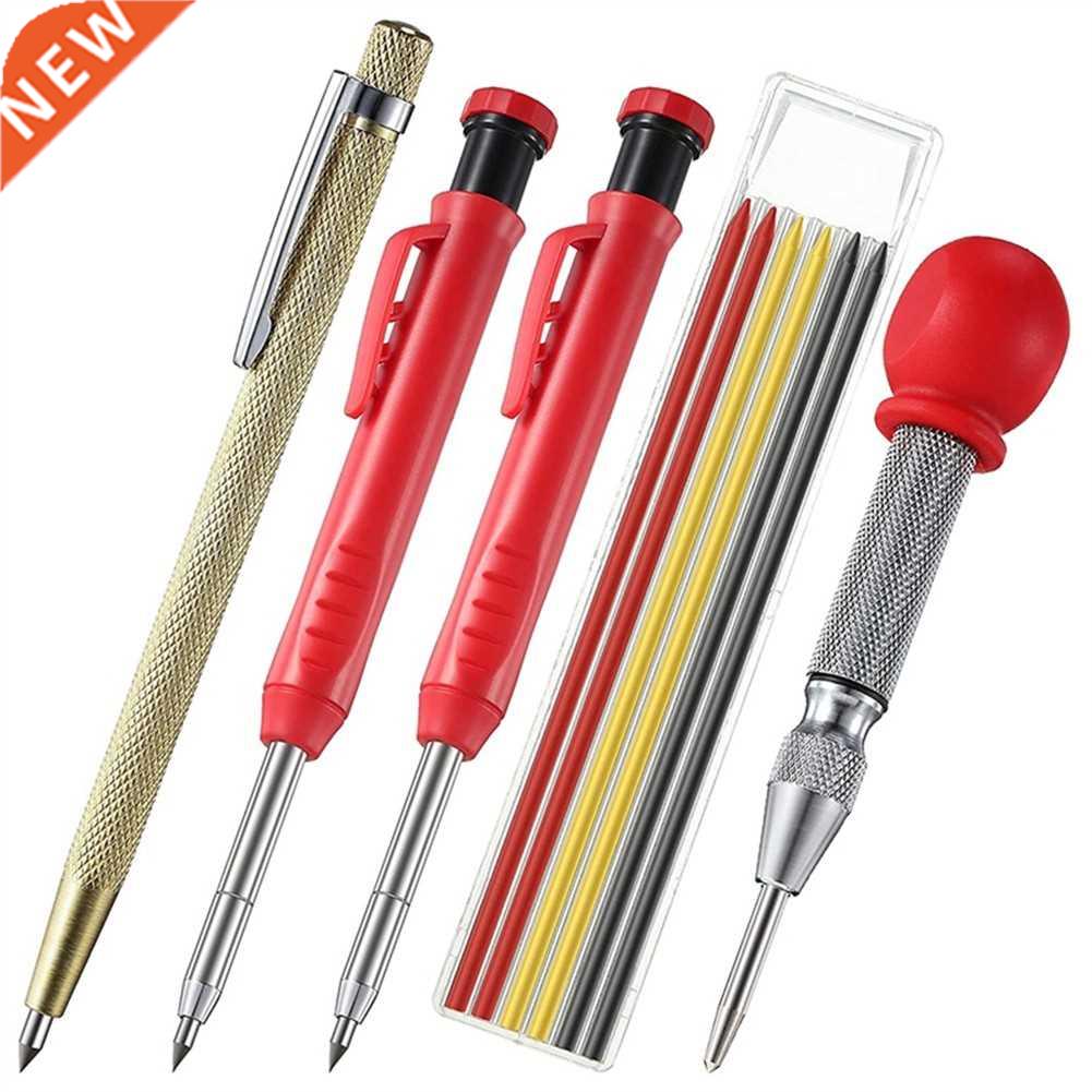 2pcs Carpenter Pencils Set With 6pcs Refills Marker Marking