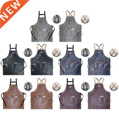 Pu Leather Cross Back Stap Apron Waterproof Oil Proof Aprons