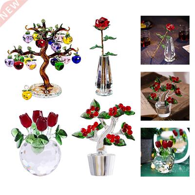 Crystal Ornaments Simulation Flower Rose Statue Sculpture