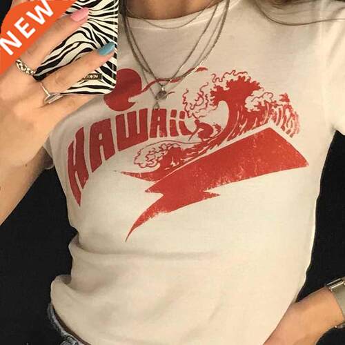 Y2K baby Summer Skinny Women Graphic T Shirts Navel Trend Pr