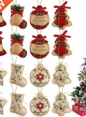16 Pieces Christmas Tree Stocking Hanging Decoration,Burlap