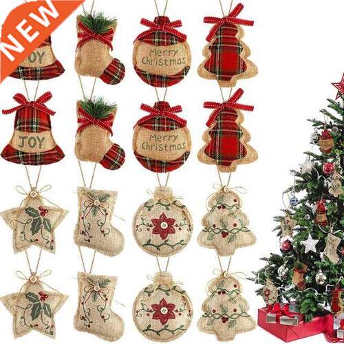 16 Pieces Christmas Tree Stocking Hanging Decoration,Burlap