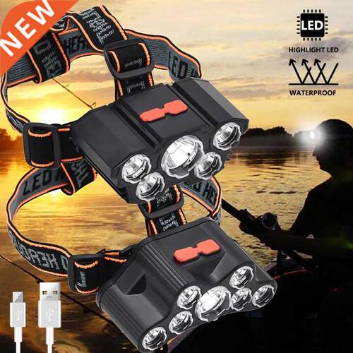 Headlamp Usb Rechargeable Built-in Battery 5LED 7LED Strong