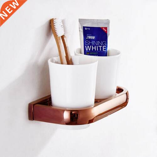Wall Mounted Copper Cup Holder Ceramic Cup Round Bathroom
