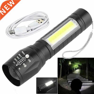 Waterproof Portable T6 COB LED Tactical USB Rechargeable 3 M