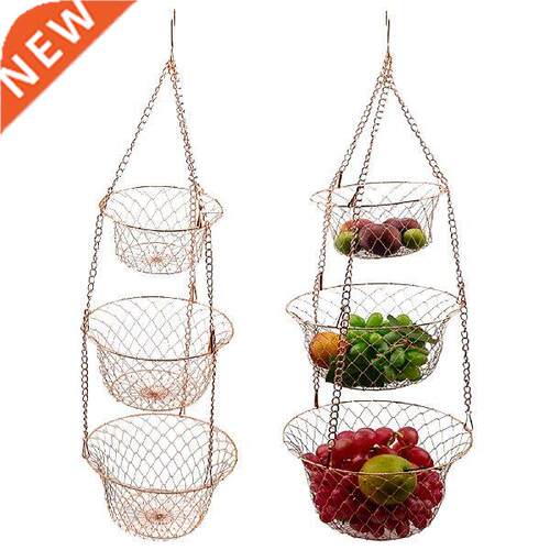 3-Tier Durable Hangings Basket Folding Fruit Hangings