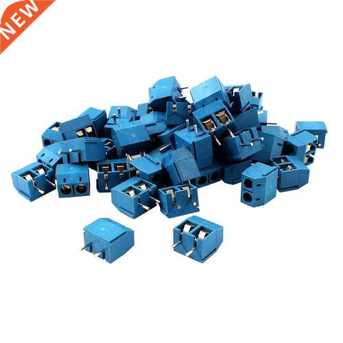 50pcs 5mm Spacing PCB Mount Screw Terminal Blocks Blue 300V
