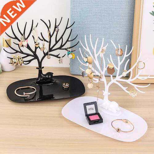 Black White Pink Rose Red Deer Earrings Necklace Ring Pendan
