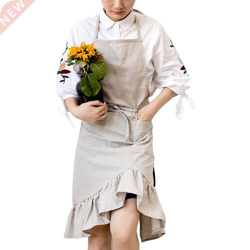 Cotton Linen Garden Apron Solid Color Housekeeping