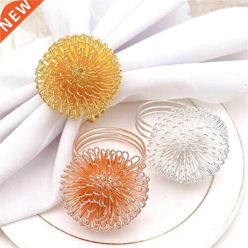 1Pc Metal Blossom Flower Napkin Rings Sliver Gold Napkin