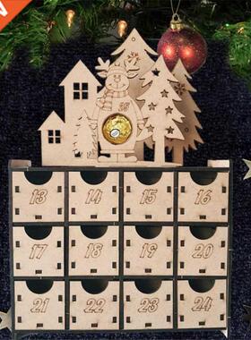 Christmas Wooden Countdown Advent Calendar Box  24 Drawer